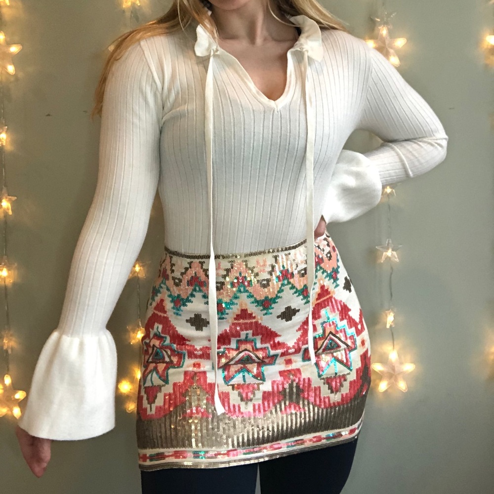 Sequin skirt Aztec pattern